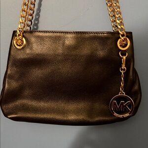 Michael Kors Black Shoulder Bag with Gold Chain